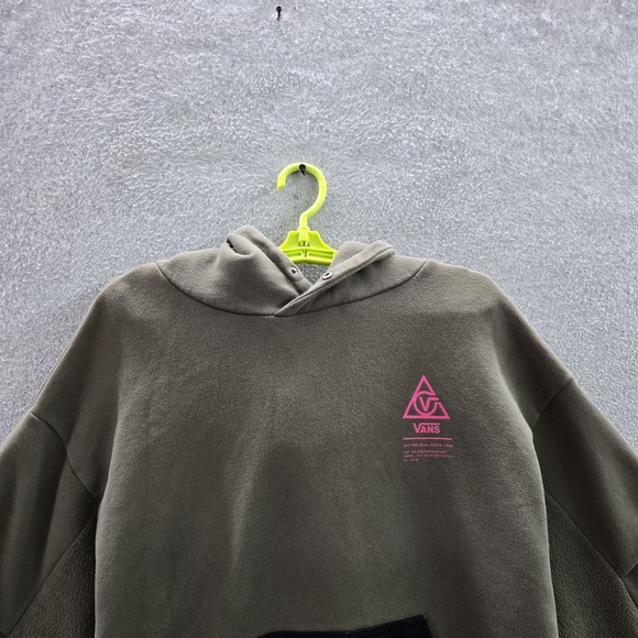 Vans Women Hoodie M Green Fleece Logo Activewear Long Sleeve - Picture 9 of 10